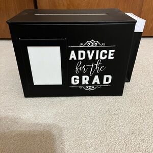Graduation decoration.  “Advice for the Grad”, card box and cards.